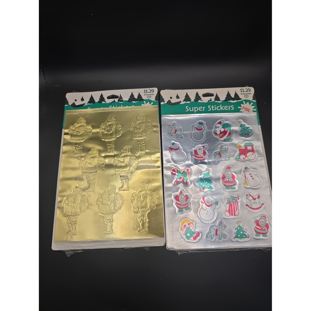 Ambassador Foil Christmas Stickers Lot Of 2 Vintage